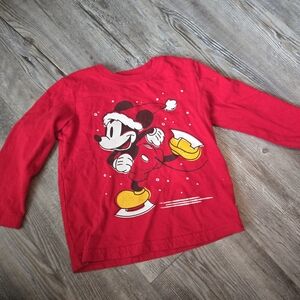 3T Boys Or Girls Disney Red Kids Shirt with Mickey Mouse Design